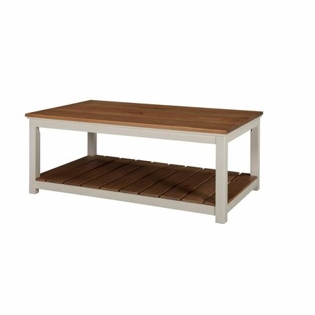 KD CAMA DE BEBE 45 in. Savannah Coffee Table Ivory with Natural Wood Top KD3242107